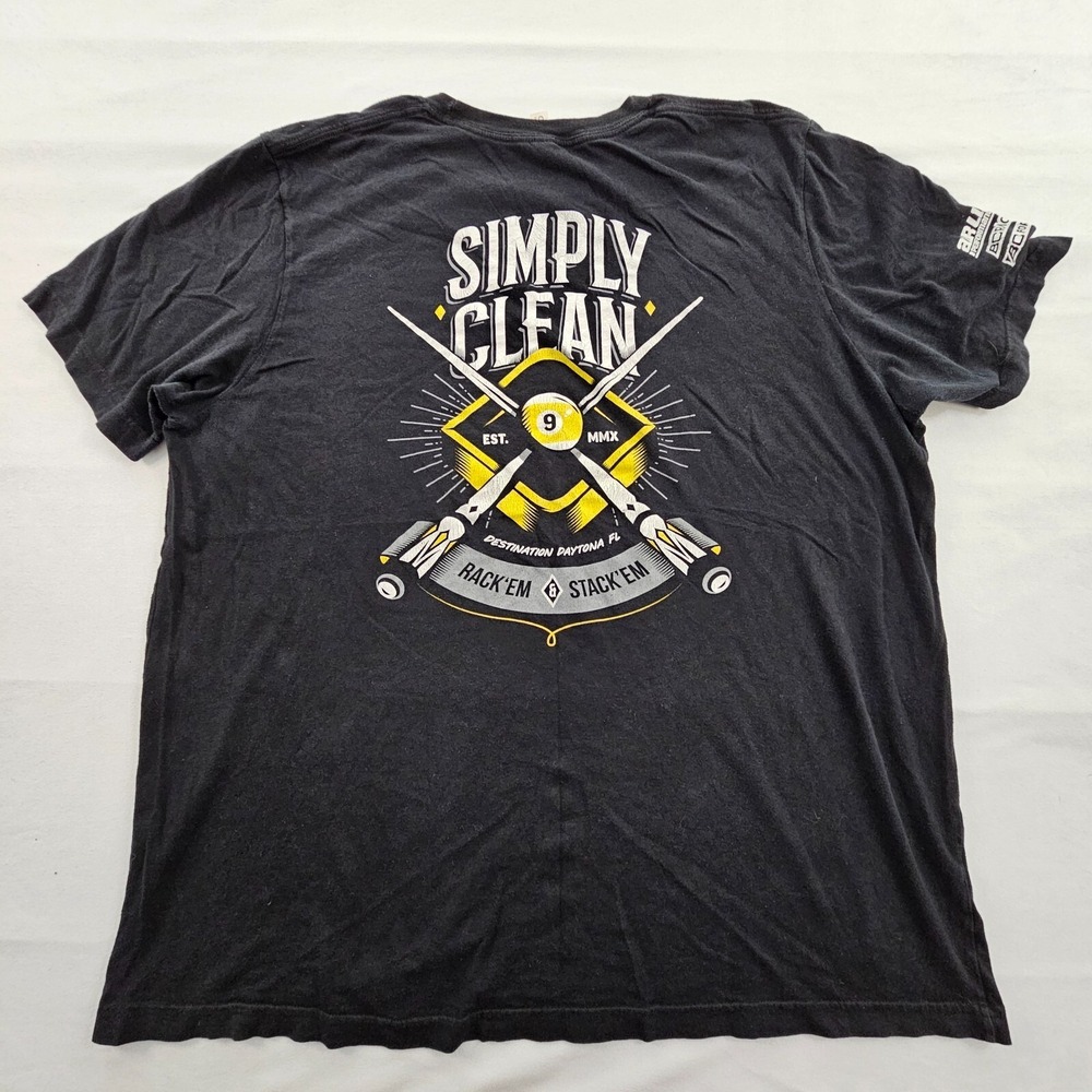 Simply Clean Daytona Rack'em Stack'em Black Short Sleeve Cotton T-Shirt Mens 2XL